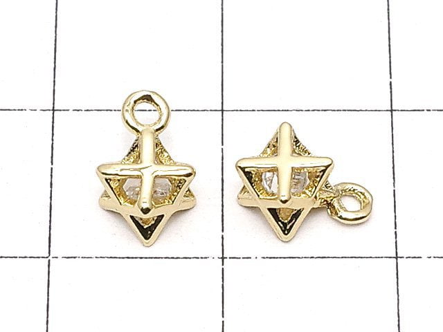Metal Parts CZ Charm McAva 9 x 6 x 6 mm gold color 3 pcs