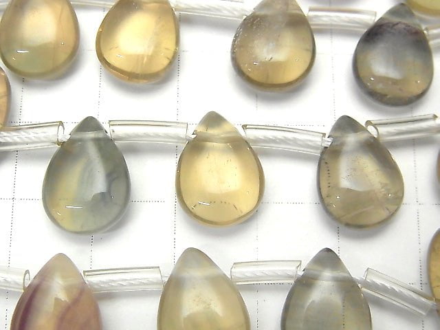 Mehrfarbiger Fluorit Birnenform (Glatt) 14x10x6mm 1strang Perlen (ca. 7 Zoll / 17 cm)