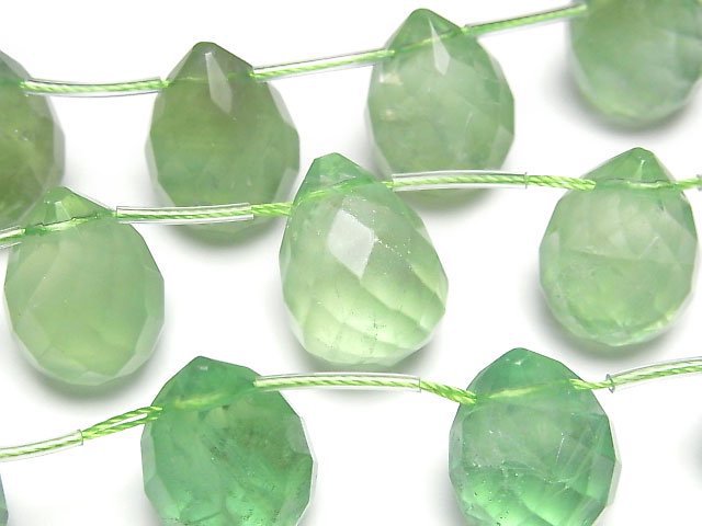Grüner Fluorit AAA- Facettierter Tropfen 20x15x15mm halb oder 1strang Perlen (ca. 6 Zoll / 16 cm)