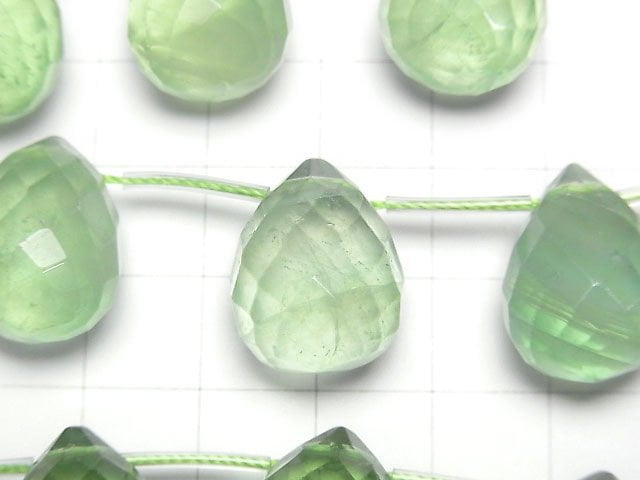 Grüner Fluorit AAA- Facettierter Tropfen 20x15x15mm halb oder 1strang Perlen (ca. 6 Zoll / 16 cm)