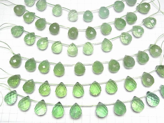 Grüner Fluorit AAA- Facettierter Tropfen 20x15x15mm halb oder 1strang Perlen (ca. 6 Zoll / 16 cm)