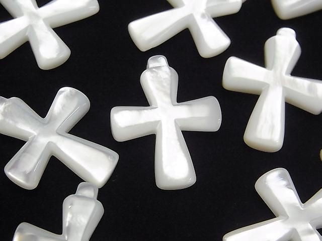 Hochwertiges Weißes Muschel AAA Kreuz 23x18x4mm 1 Stück