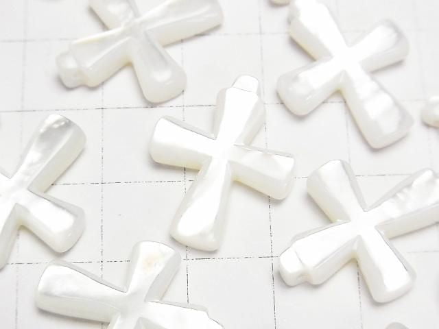 Hochwertiges Weißes Muschel AAA Kreuz 23x18x4mm 1 Stück