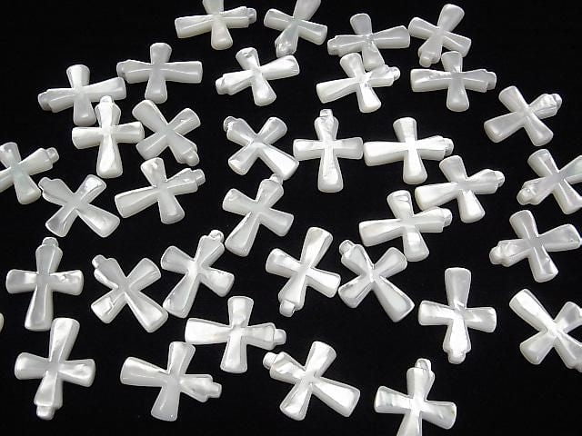 Hochwertiges Weißes Muschel AAA Kreuz 23x18x4mm 1 Stück