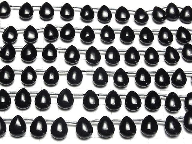 Russian Morion Crystal Quartz AAA Pear shape (Smooth) 12x9mm half or 1-strand beads (approx. 7 inches/18 cm)