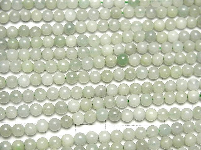 1strand $9.79! Pastel Green! Burma Jadeite AA + Round 4mm 1strand