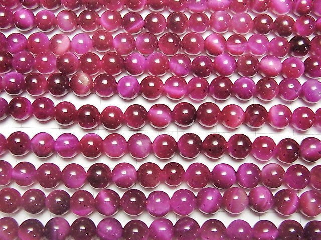 Rosa Tigerauge AA++ Rund 6mm 1strang Perlen (ca. 15 Zoll / 36 cm)