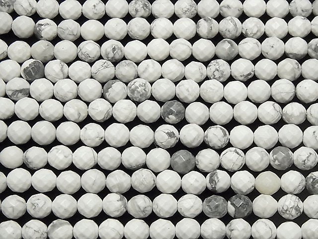 1strand $8.79! Howlite Magnesite 64Faceted Round 8mm 1strand beads (aprx.15inch/37cm)