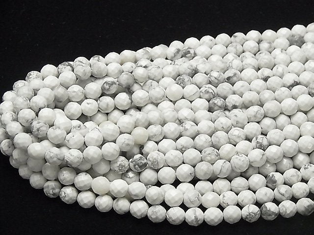 1strand $8.79! Howlite Magnesite 64Faceted Round 8mm 1strand beads (aprx.15inch/37cm)
