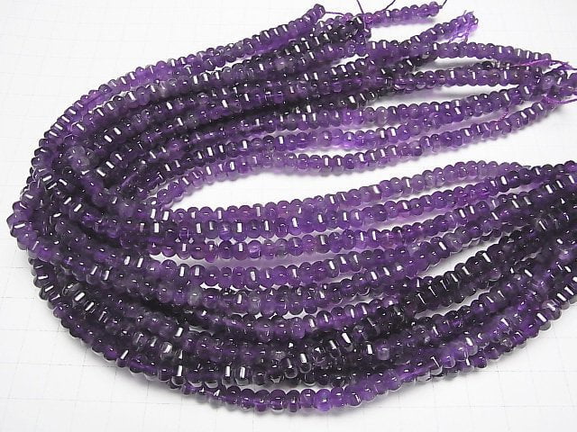 Amethyst AA++ 6Faceted Faceted Button Rondelle 6x6x4mm half or 1strand beads (aprx.15inch/38cm)