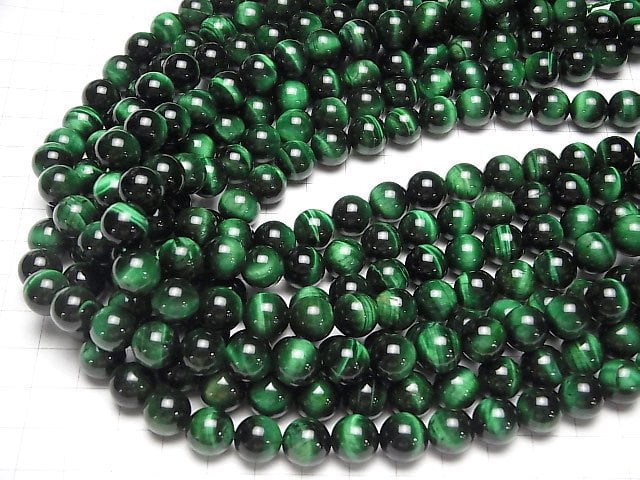 Grüne Farbe Tigerauge AA++ Runde 10mm halb oder 1Strang Perlen (ca. 14 Zoll / 35 cm)