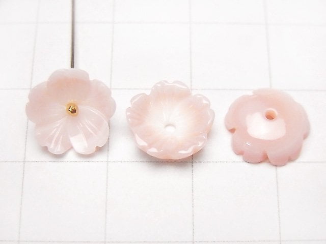 Königin Conch Muschel AA++ 3D Blume 10x10mm Mittelbohrung 3Stück