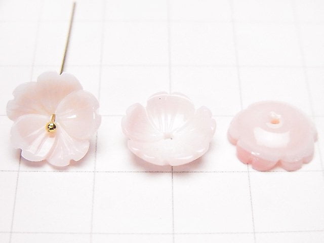 Königin Conch Muschel AAA-AAA- 3D Blume 12x12x1,5mm Mittelbohrung 3Stück