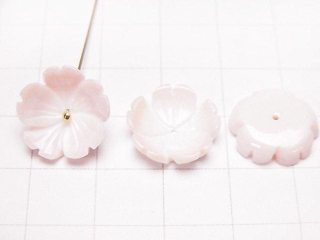 海螺珠 AA++ 3D 花朵 14x14mm 中心孔 (2個)