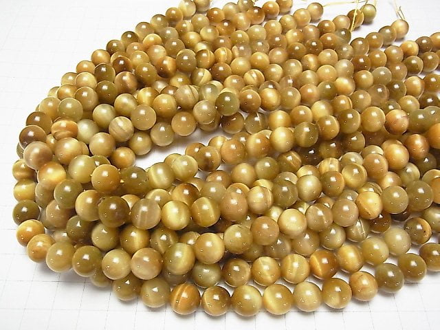 Goldenes Tigerauge AA++ Runde 10mm 1Strang Perlen (ca. 15 Zoll / 36 cm)