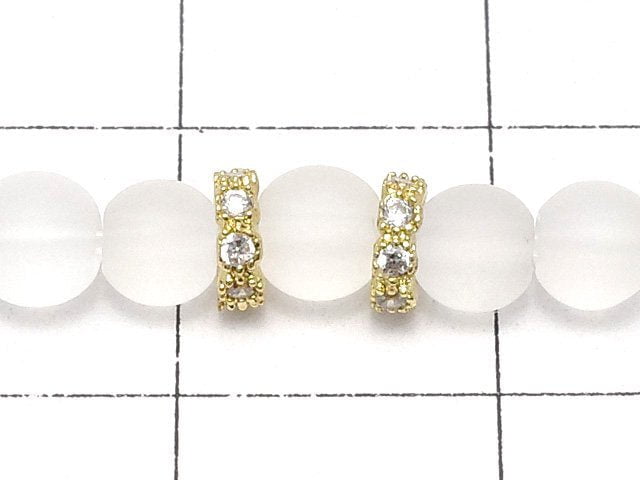Metal parts Rondelle 4x4x1.5mm (with CZ) Gold color 5pcs