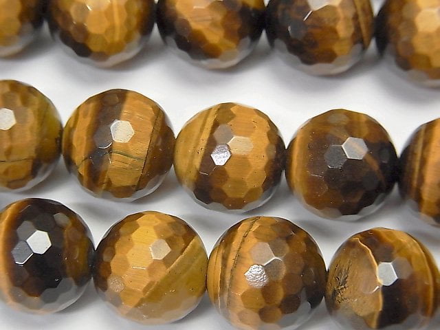 Faceted Round, Tiger's Eye Gemstone Beads