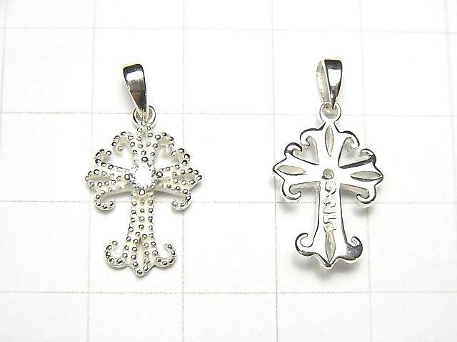 Silver925 Cross Pendant w/CZ 1pc