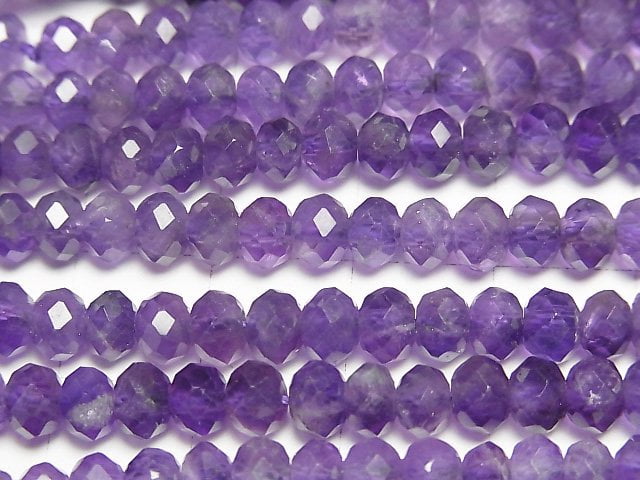 High Quality! Amethyst AA++ Faceted Button Rondelle 5x5x3mm half or 1strand beads (aprx.15inch/38cm)