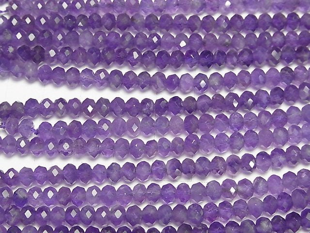 High Quality! Amethyst AA++ Faceted Button Rondelle 5x5x3mm half or 1strand beads (aprx.15inch/38cm)