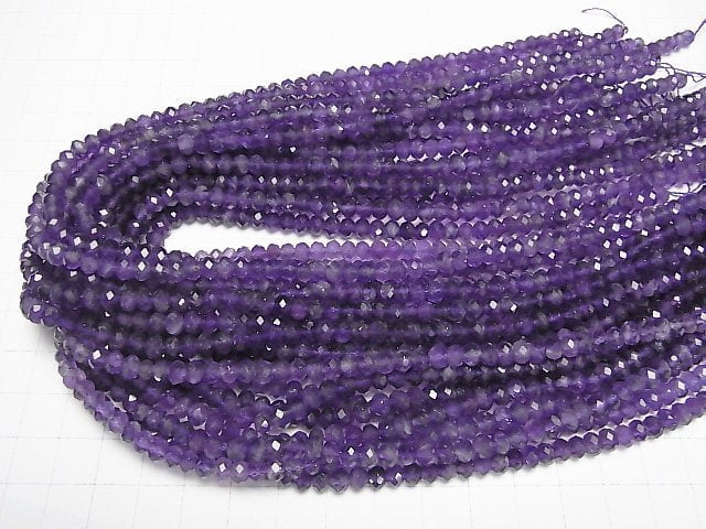 High Quality! Amethyst AA++ Faceted Button Rondelle 5x5x3mm half or 1strand beads (aprx.15inch/38cm)