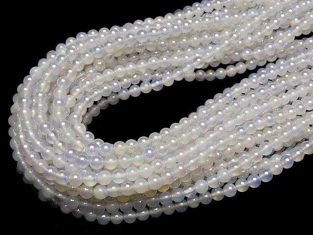 1Strang 5,79 $! Flash, Weißer Chalcedon Rund 4mm 1Strang Perlen (ca. 15 Zoll / 37 cm)
