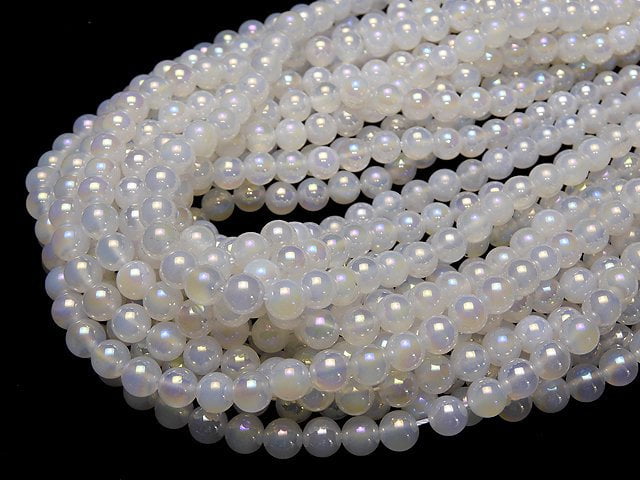 1Strang 5,79 $! Flash, Weißer Chalcedon Rund 6mm 1Strang Perlen (ca. 15 Zoll / 38 cm)