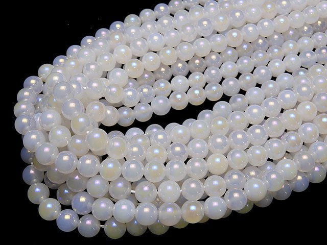 Flash, Weißer Chalcedon Rund 8mm 1Strang Perlen (ca. 15 Zoll / 37 cm)