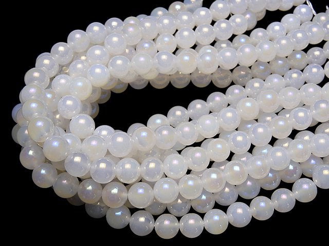 Flash, Weißer Chalcedon Rund 10mm 1Strang Perlen (ca. 15 Zoll / 36 cm)
