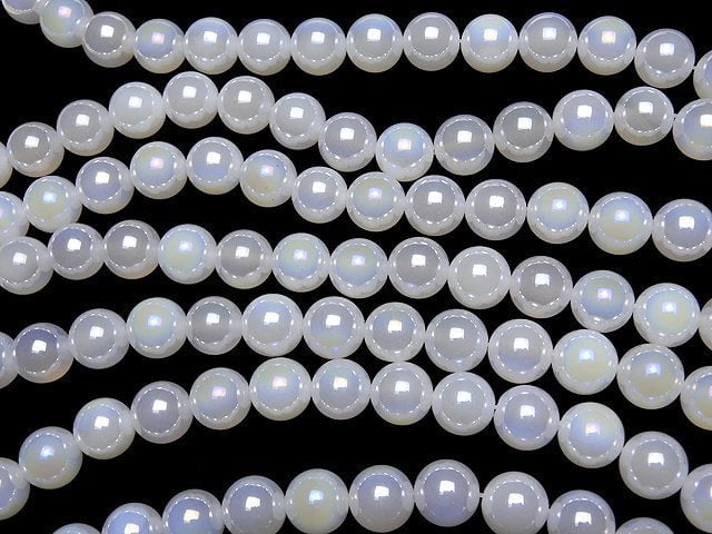 Flash, Weißer Chalcedon Rund 12mm halbe oder 1Strang Perlen (ca. 15 Zoll / 37 cm)
