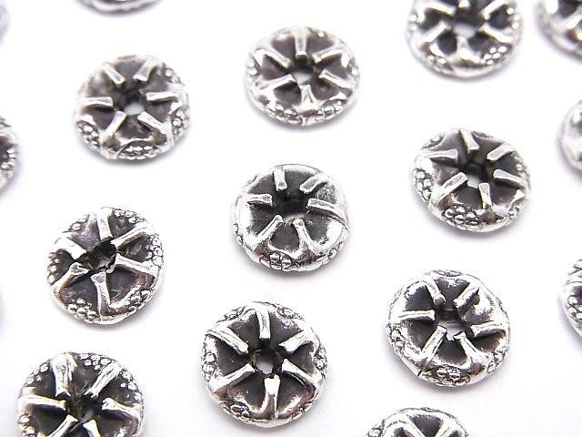 泰國純銀花卉圖案扁珠 9x9x3mm 1顆