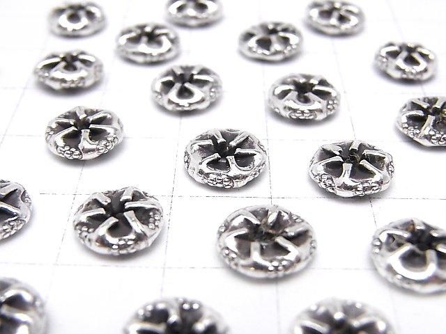 泰國純銀花卉圖案扁珠 9x9x3mm 1顆