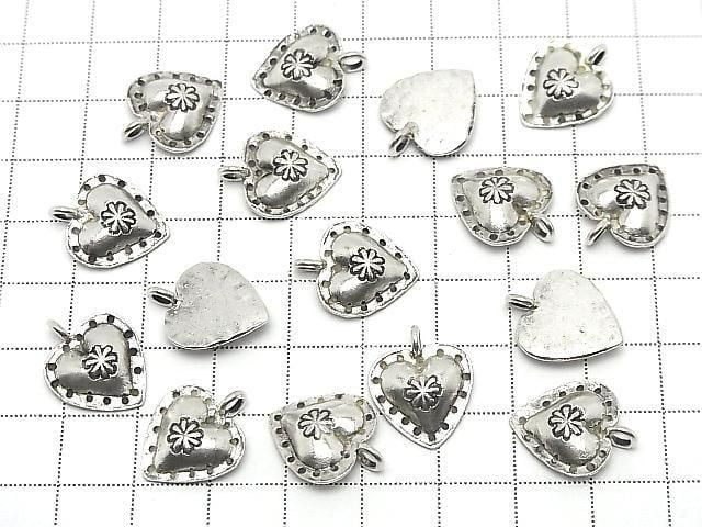 Karen 銀色圖案心形飾物 18x14x3mm 1個