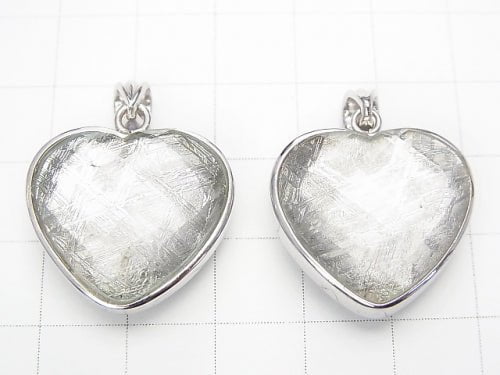 Meteorite (Muonionalusta) Pendant Heart cut 20x22x10mm Both Side Finish Silver925 1pc