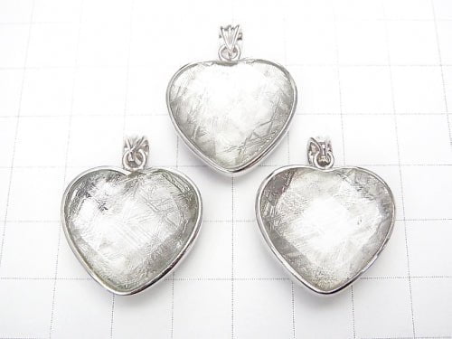 Meteorite (Muonionalusta) Pendant Heart cut 20x22x10mm Both Side Finish Silver925 1pc