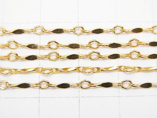 14KGF Marquise Bar Chain 8.4x2.1mm 10cm