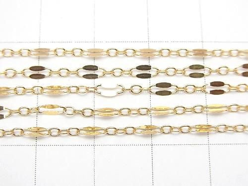 14KGF Long and Short Chain (Flat) 5.0 x 2.2 mm 10 cm