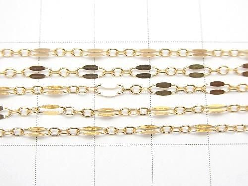 14KGF Long and Short Chain (Flat) 5.0 x 2.2 mm 10 cm