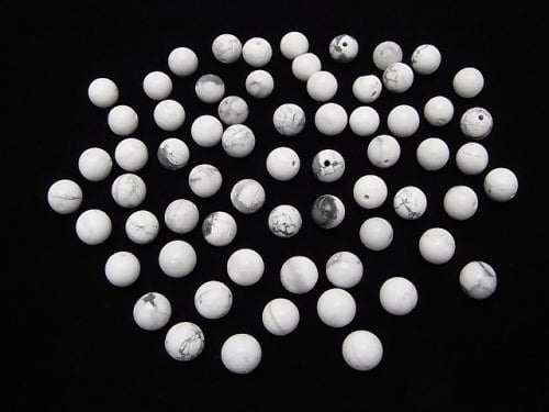 Howlite Magnesite Half Drilled Hole Round 8mm 10pcs