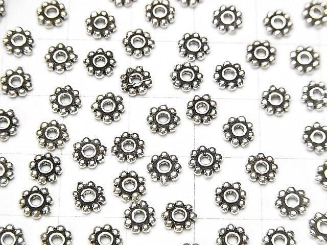 Silver 925 Rondelle Daisy 5x5x1.3mm Oxidized Finish 10pcs