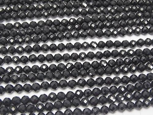 Haute Qualité Spinelle Noire AAA Facettée Ronde 5mm 1 fil de perles (env. 15 pouces / 37 cm)