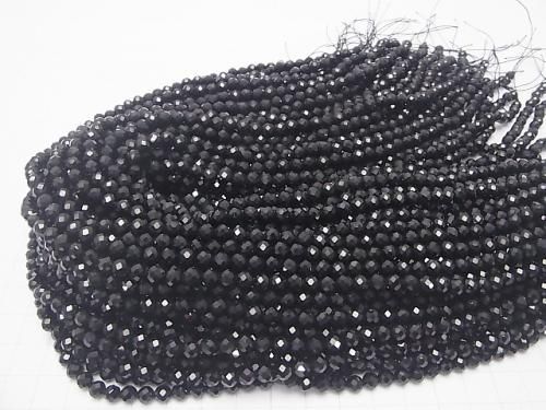 Haute Qualité Spinelle Noire AAA Facettée Ronde 5mm 1 fil de perles (env. 15 pouces / 37 cm)