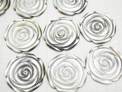 Hochwertige Schwarze Muschel (Schwarze Lippen-Auster) Rose 40mm 1Stück