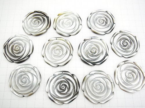 Hochwertige Schwarze Muschel (Schwarze Lippen-Auster) Rose 40mm 1Stück