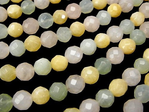 Gemischter Stein 64 Facettierte Runde 8mm 1Strang Perlen (ca. 15 Zoll / 38 cm)