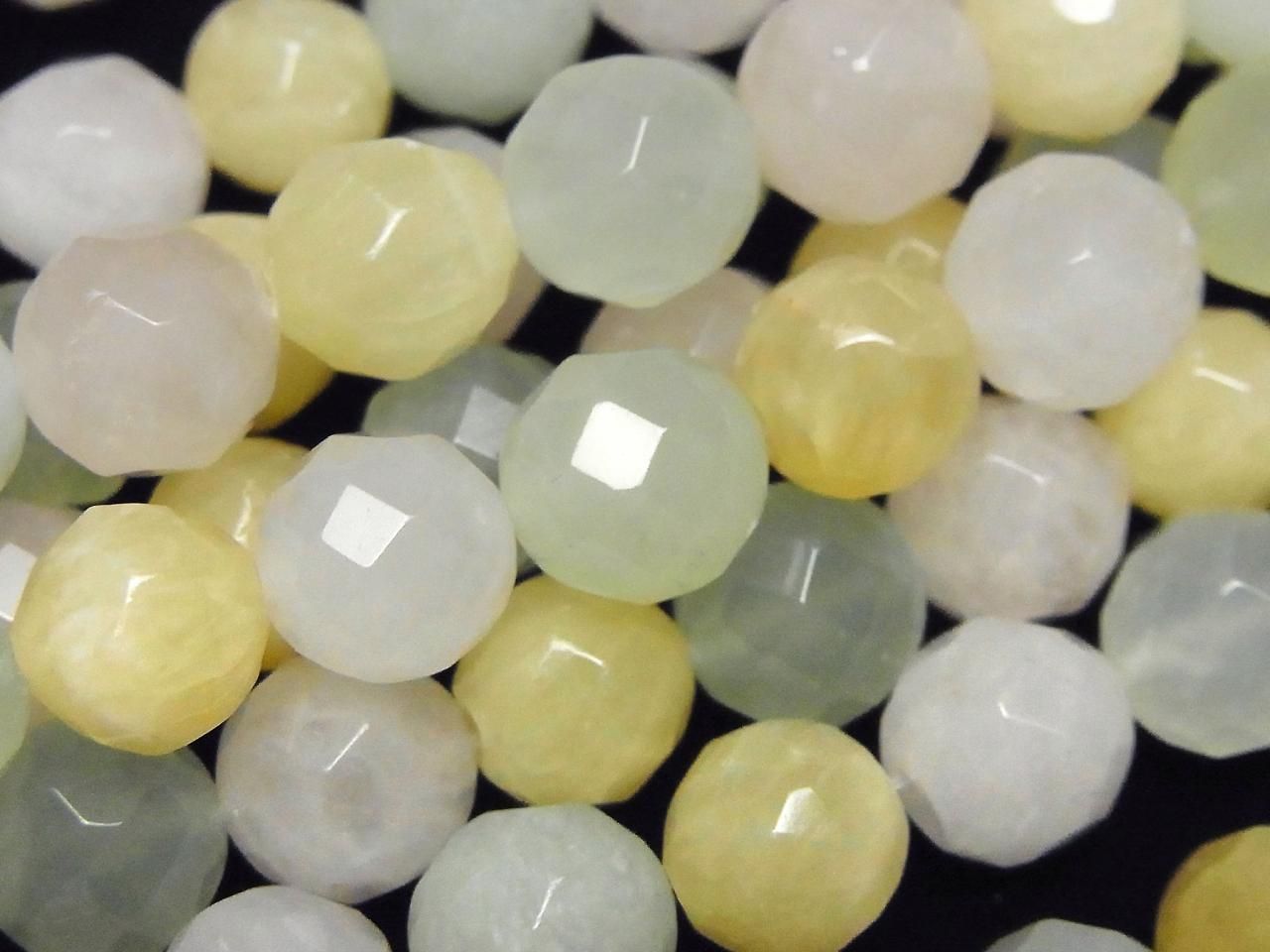 Perles rondes à 64 facettes en pierre mélangée 10 mm, demi-fil ou 1 fil (env. 15 pouces/38 cm)
