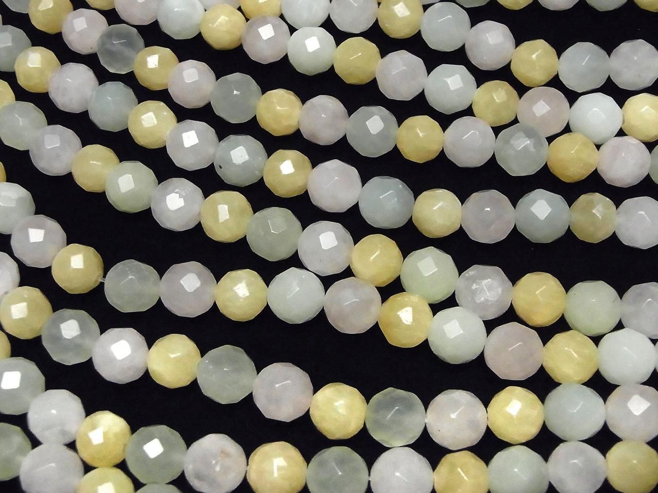 Perles rondes à 64 facettes en pierre mélangée 10 mm, demi-fil ou 1 fil (env. 15 pouces/38 cm)