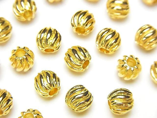 Silver 925 Design Round 6mm 18KGP 2pcs