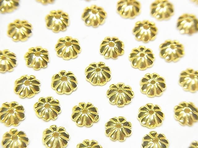 Silver 925 bead caps, 5x5x1.5mm, 18KGP, 4 pieces