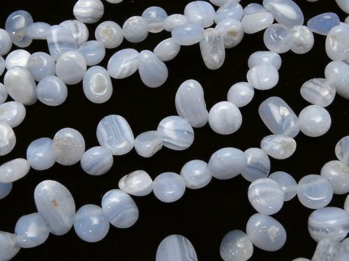 1strand $6.79! Blue Lace Agate AA Flat Nugget Top Side Drilled Hole 1strand beads (aprx.15inch/36cm)
